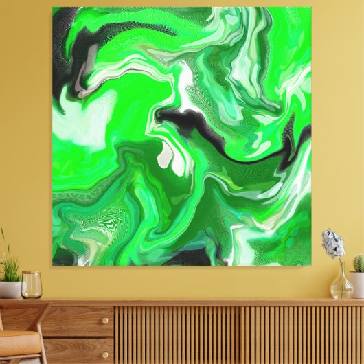 Green Digital Fluid Marmer Art Canvas Afdruk (Insitu (Woonkamer))