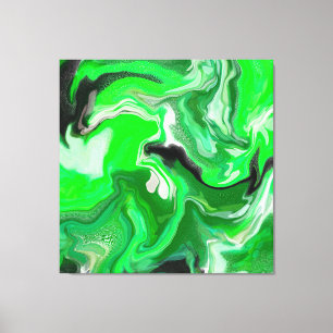 Green Digital Fluid Marmer Art Canvas Afdruk