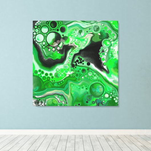 Green Digital Fluid Marmer Art Canvas Afdruk (Insitu (Houten vloer))