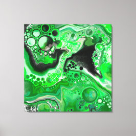 Green Digital Fluid Marmer Art Canvas Afdruk