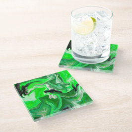 Green Digital Fluid Marmer Art Glazen Onderzetter