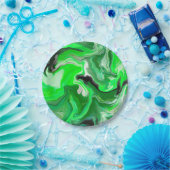 Green Digital Fluid Marmer Art Papieren Bordje (Feest)