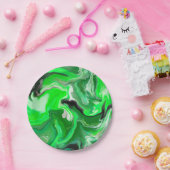 Green Digital Fluid Marmer Art Papieren Bordje (Feest)