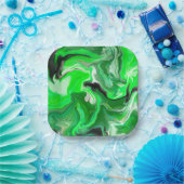 Green Digital Fluid Marmer Art Papieren Bordje (Feest)