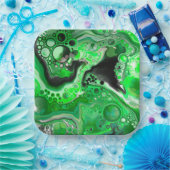 Green Digital Fluid Marmer Art Papieren Bordje (Feest)