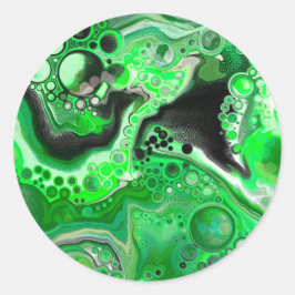 Green Digital Fluid Marmer Art Ronde Sticker