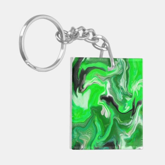 Green Digital Fluid Marmer Art Sleutelhanger (Voorkant Links)