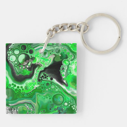 Green Digital Fluid Marmer Art Sleutelhanger (Achterkant)