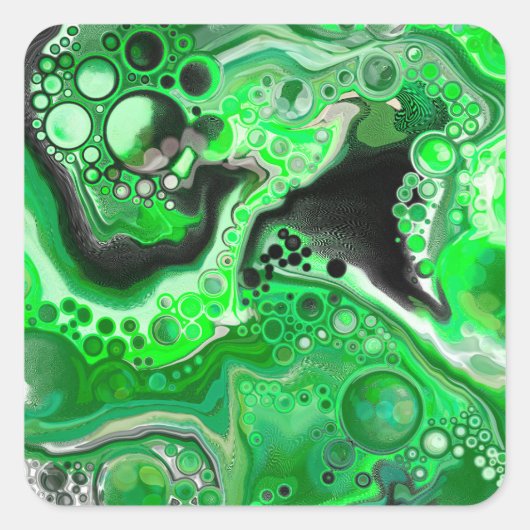 Green Digital Fluid Marmer Art Vierkante Sticker (Voorkant)