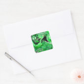 Green Digital Fluid Marmer Art Vierkante Sticker (Envelop)