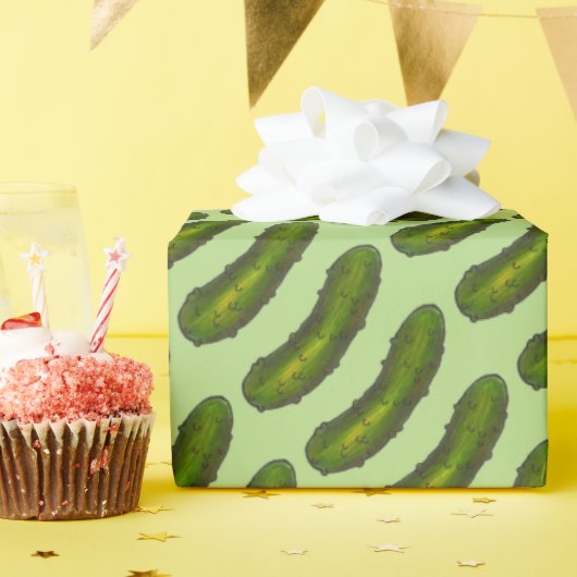 Green Dill Pickle Pickles Foodie Print Kosher Sour Cadeaupapier (Verjaardagsfeest)