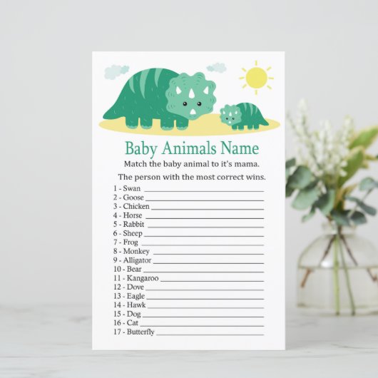 Green Dino Baby Animals Name Game (Staand voorkant)