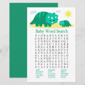 Green Dino Baby shower Word Search Game (Voorkant / Achterkant)