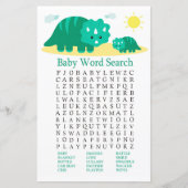 Green Dino Baby shower Word Search Game (Voorkant)