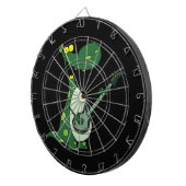 green dino holding guitar graphic dartbord (Voorkant Rechts)