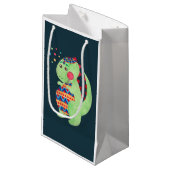 Green Dino Klein Cadeauzakje (Voorkant Gekanteld)