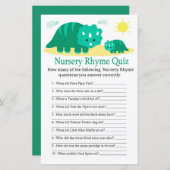 Green Dino Nursery Rhyme Quiz baby shower game (Voorkant / Achterkant)