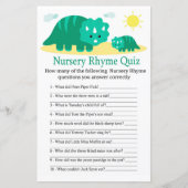 Green Dino Nursery Rhyme Quiz baby shower game (Voorkant)