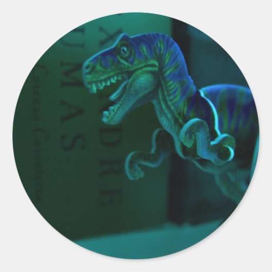 Green Dino Ronde Sticker (Voorkant)