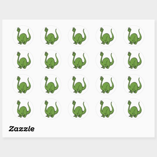 Green Dino Ronde Sticker (Vel)