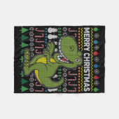 Green Dino Ugly KerstSweater Wildlife Series Fleece Deken (Voorkant (Horizontaal))