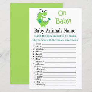 Green Dinosaur Baby Animals Name Game