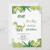  GREEN DINOSAUR  BABYSHOWER  KAART (Voorkant)