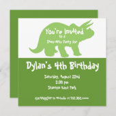 Green Dinosaur Birthday Party Kaart (Voorkant / Achterkant)
