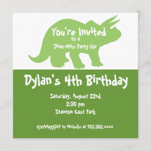 Green Dinosaur Birthday Party Kaart