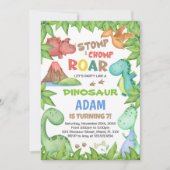 Green Dinosaur Birthday Uitnodiging (Voorkant)