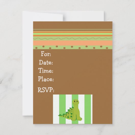 Green Dinosaur Birthday Uitnodiging (Achterkant)