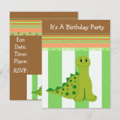 Green Dinosaur Birthday Uitnodiging (Voorkant / Achterkant)