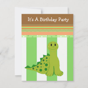 Green Dinosaur Birthday Uitnodiging