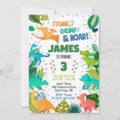 Green Dinosaur Boy Uitnodiging (Voorkant)
