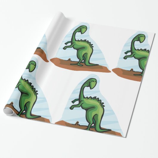 Green Dinosaur Cadeaupapier (Uitgerold)
