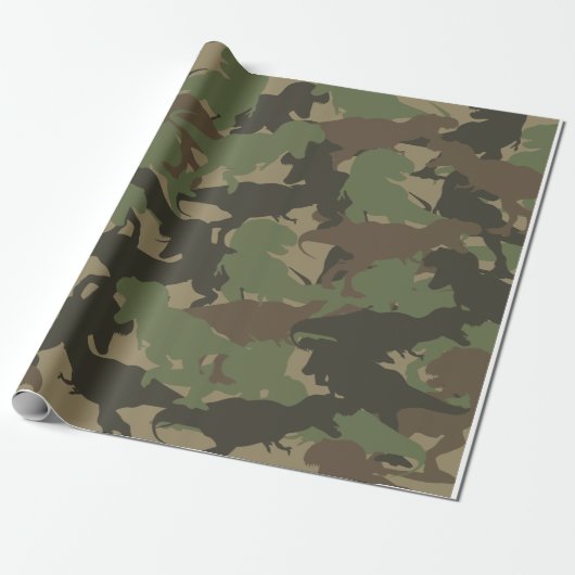 Green Dinosaur Camouflage Pattern Gift Cadeaupapier (Uitgerold)