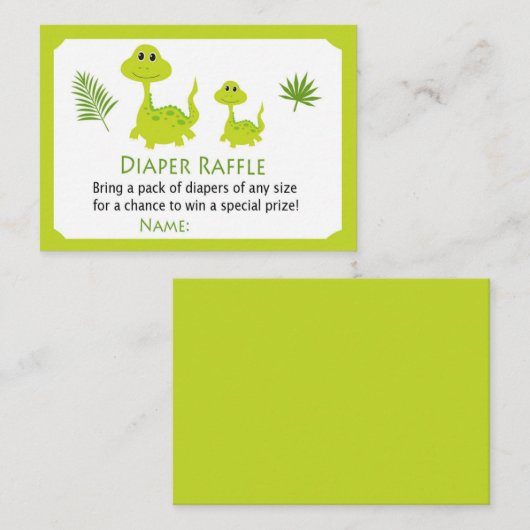 Green dinosaur Diaper Raffle Tickets (Voorkant / Achterkant)