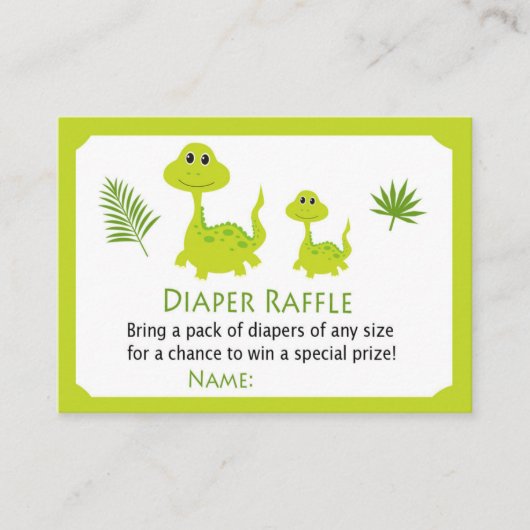 Green dinosaur Diaper Raffle Tickets (Voorkant)