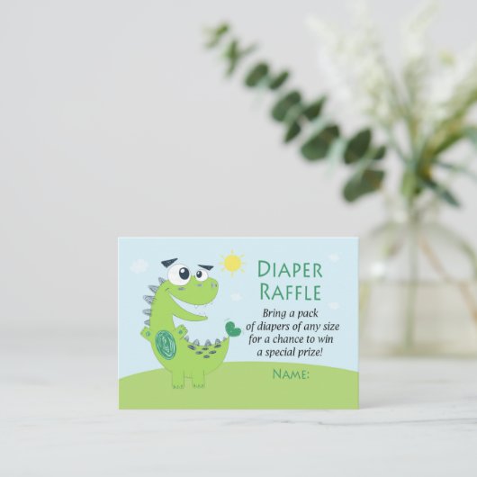 Green Dinosaur Diaper Raffle Tickets (Staand voorkant)