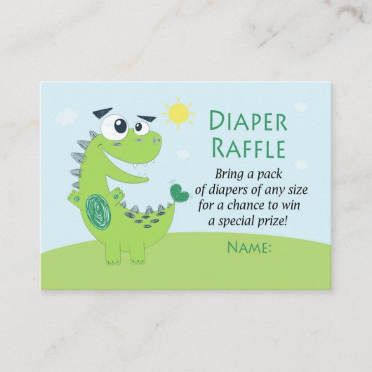 Green Dinosaur Diaper Raffle Tickets (Voorkant)