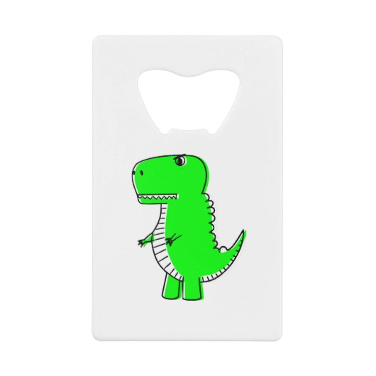 Green Dinosaur Drawing Creditkaart Flessenopener (Voorkant)