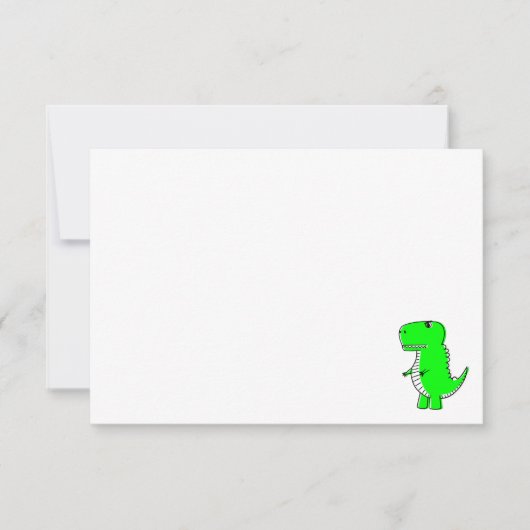 Green Dinosaur Drawing Custom Blank Notitiekaartje (Voorkant)