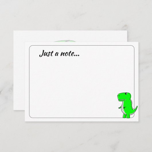 Green Dinosaur Drawing Custom Just a Note Notitiekaartje (Voorkant / Achterkant)