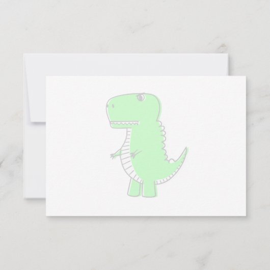 Green Dinosaur Drawing Custom Monogram Notitiekaartje (Achterkant)