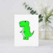 Green Dinosaur Drawing Cute Custom Briefkaart (Staand voorkant)