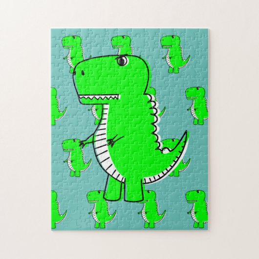 Green Dinosaur Drawing Legpuzzel (Verticaal)