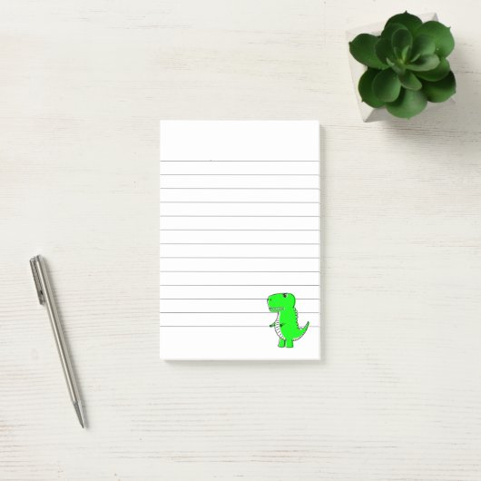 Green Dinosaur Drawing Lined Post-it® Notes (Kantoor)