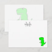 Green Dinosaur Drawing Personalized Monogram Notitiekaartje (Voorkant / Achterkant)