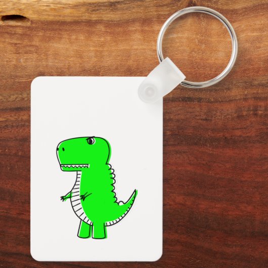 Green Dinosaur Drawing Sleutelhanger (Achterkant)