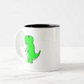 Green Dinosaur Drawing Tweekleurige Koffiemok (Voorkant links)